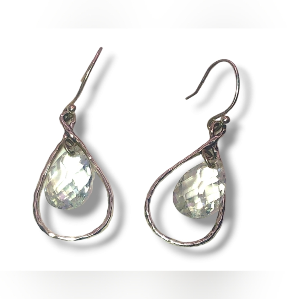 Sterling Silver Facet Cut CZ Earrings
